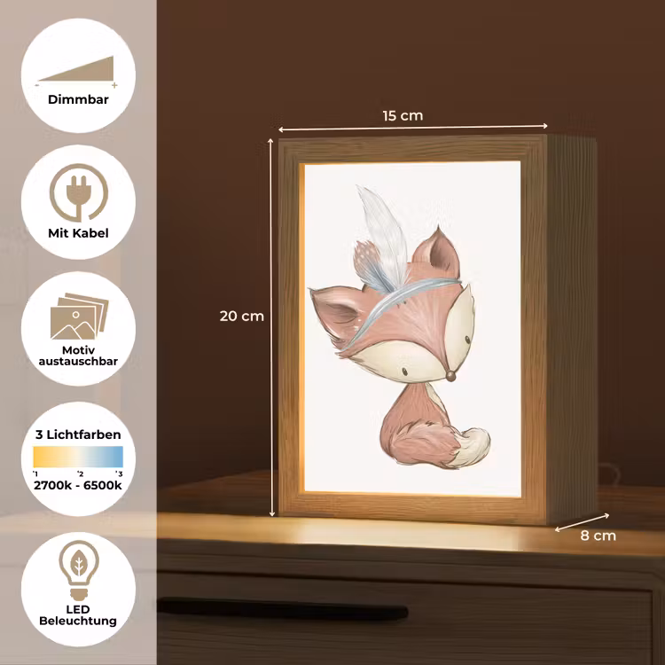 Vos - Dier - Bosdieren Light Box met kabel (Kinderlampje) klein -USP_websiteoverzichtDE