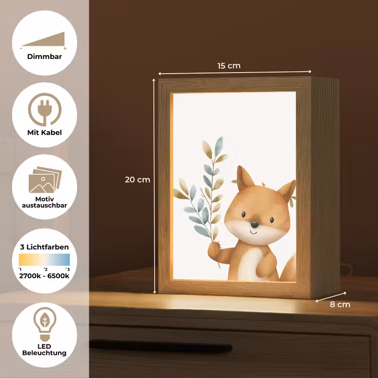 Vos - Dier - Bosdieren Light Box met kabel (Kinderlampje) klein -USP_websiteoverzichtDE