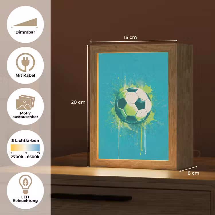 Voetbal - Abstract - Verfspatten - Groen Light Box met kabel (Kinderlampje) klein -USP_websiteoverzichtDE