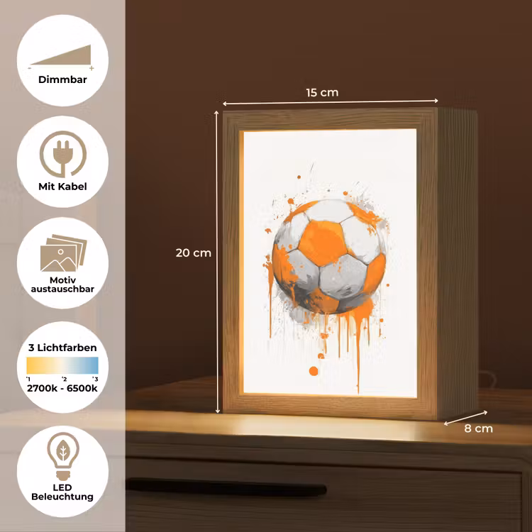 Voetbal - Abstract - Oranje - Verfspatten Light Box met kabel (Kinderlampje) klein -USP_websiteoverzichtDE