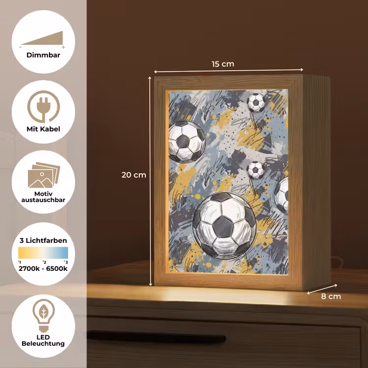 Voetbal - Abstract - Sport - Kleurrijk Light Box met kabel (Kinderlampje) klein -USP_websiteoverzichtDE