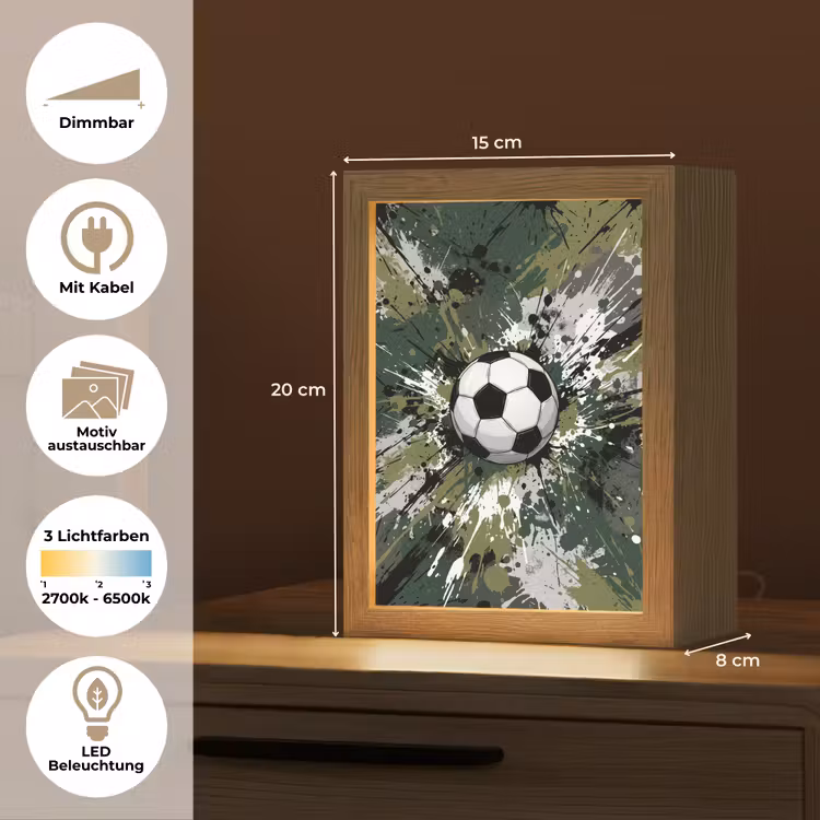 Voetbal - Verf - Spetters - Groen Light Box met kabel (Kinderlampje) klein -USP_websiteoverzichtDE