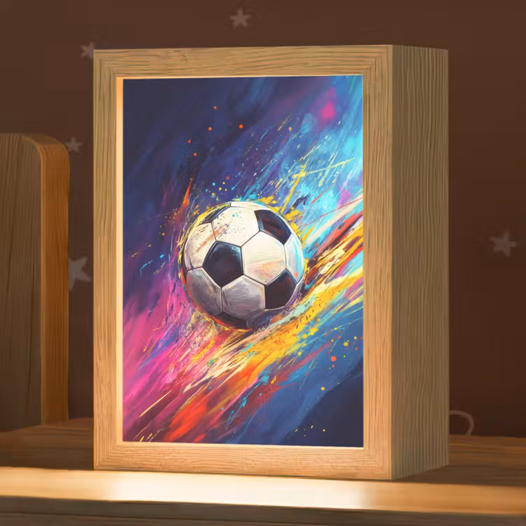Voetbal - Kleurrijk - Abstract - Penseelstreken Light Box met kabel klein -zzz_3d_website