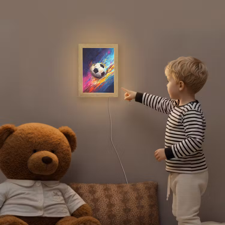 Voetbal - Kleurrijk - Abstract - Penseelstreken Light Box met kabel klein -sfeer4a_kind