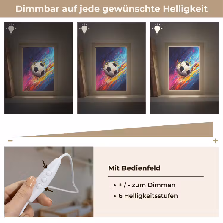 Voetbal - Kleurrijk - Abstract - Penseelstreken Light Box met kabel klein -USP_dimbaarDE