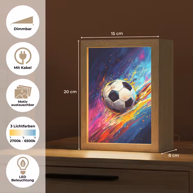 Voetbal - Kleurrijk - Abstract - Penseelstreken Light Box met kabel (Kinderlampje) klein -USP_websiteoverzichtDE