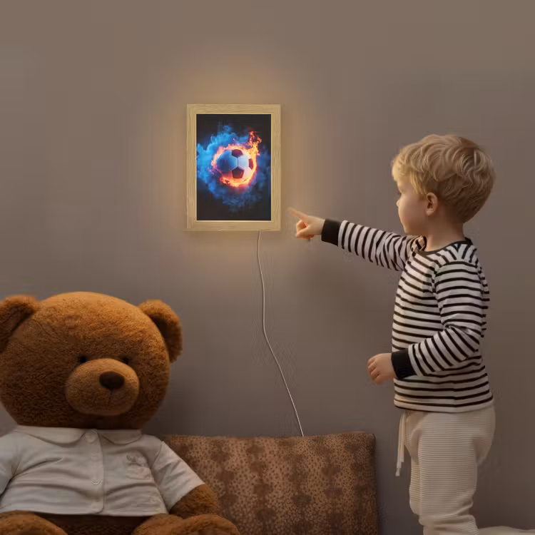 Voetbal - Vuur - IJs - Blauw Light Box met kabel klein -sfeer4a_kind