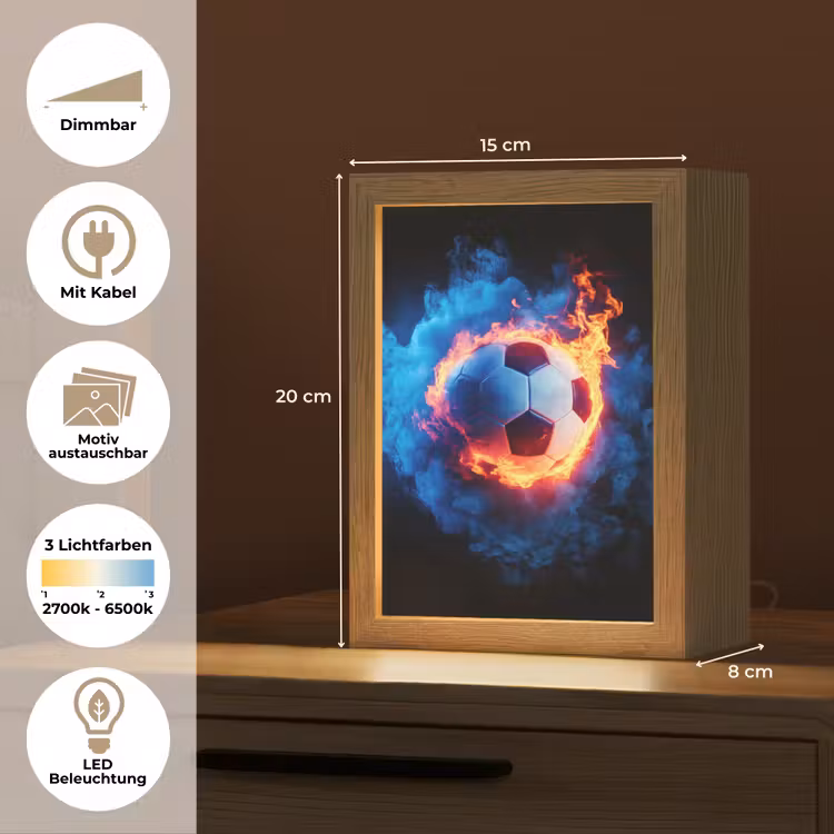 Voetbal - Vuur - IJs - Blauw Light Box met kabel (Kinderlampje) klein -USP_websiteoverzichtDE