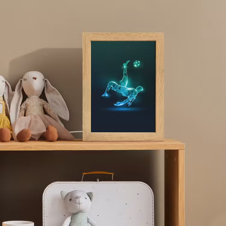 Voetbal - Voetballer - Jongen - Zwart Light Box met kabel klein -sfeer2_kind
