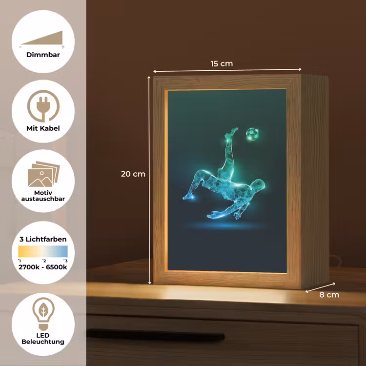 Voetbal - Voetballer - Jongen - Zwart Light Box met kabel (Kinderlampje) klein -USP_websiteoverzichtDE
