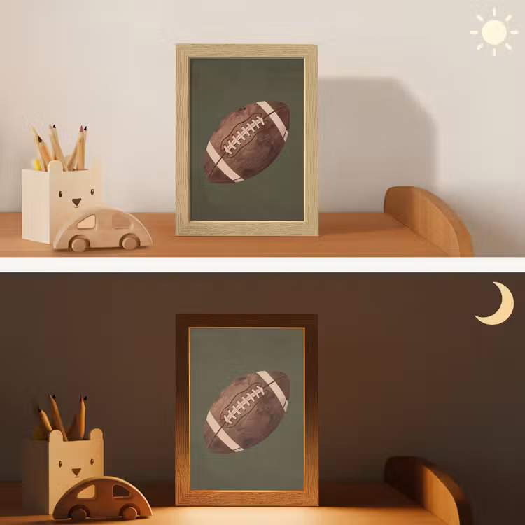 Football - Hout - Sport - Groen Light Box met kabel (Kinderlampje) klein -sfeer3_kind