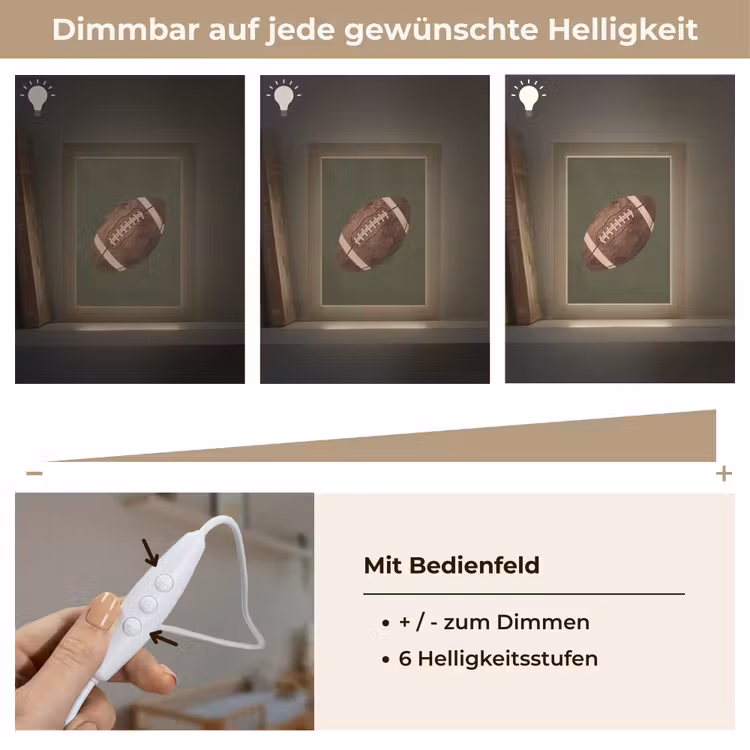 Football - Hout - Sport - Groen Light Box met kabel (Kinderlampje) klein -USP_dimbaarDE