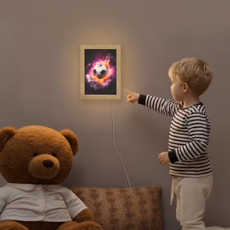 Voetbal - Roze - Vuur Light Box met kabel klein -sfeer4a_kind