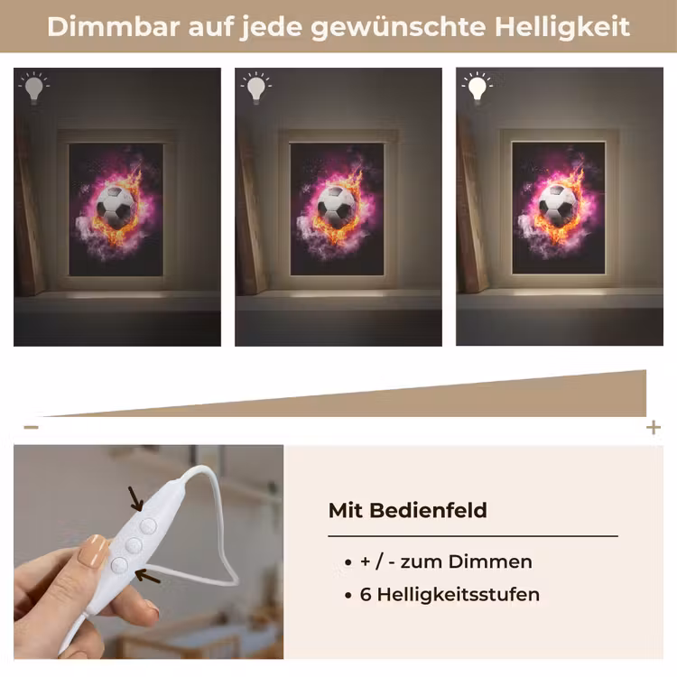Voetbal - Roze - Vuur Light Box met kabel klein -USP_dimbaarDE