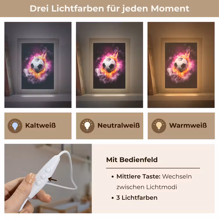 Voetbal - Roze - Vuur Light Box met kabel klein -USP_lichtkleurDE