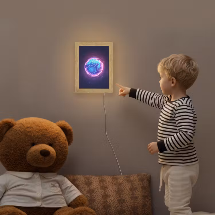 Voetbal - Sport - Blauw - Paars Light Box met kabel klein -sfeer4a_kind