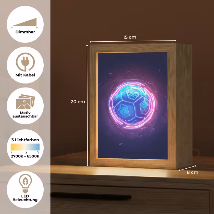 Voetbal - Sport - Blauw - Paars Light Box met kabel (Kinderlampje) klein -USP_websiteoverzichtDE