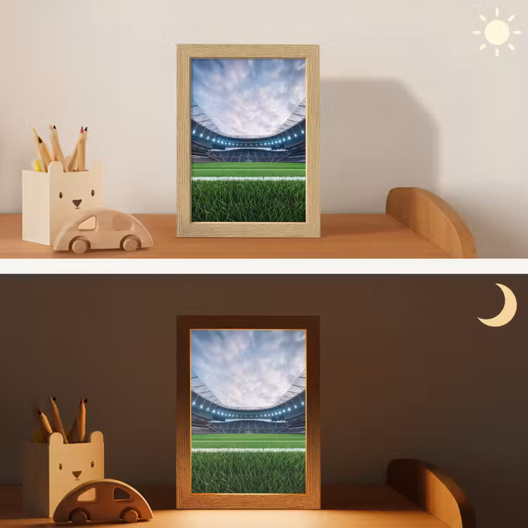Voetbal - Stadion - Sport - Groen Light Box met kabel (Kinderlampje) klein -sfeer3_kind