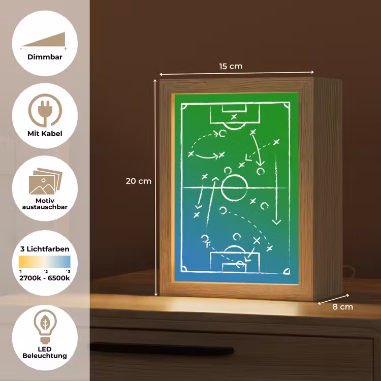 Voetbal - Tactiek - Spel - Groen - Blauw Light Box met kabel (Kinderlampje) klein -USP_websiteoverzichtDE