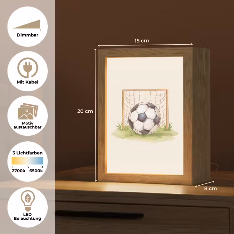 Voetbal - Goal - Gras - Beige Light Box met kabel (Kinderlampje) klein -USP_websiteoverzichtDE