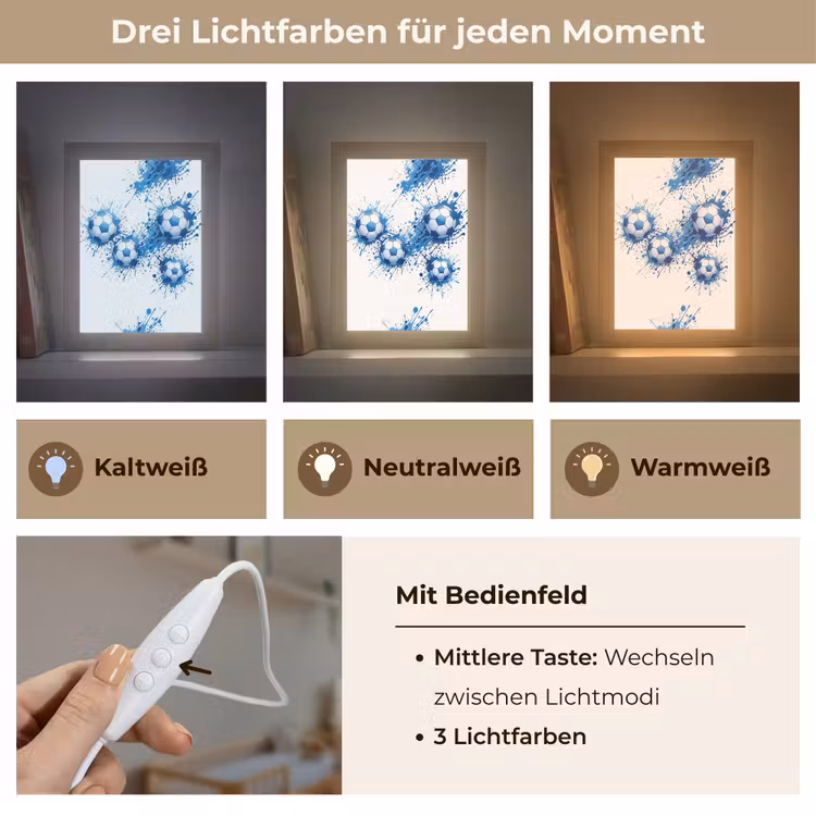 Voetballen - Verf - Sport - Blauw Light Box met kabel (Kinderlampje) klein -USP_lichtkleurDE