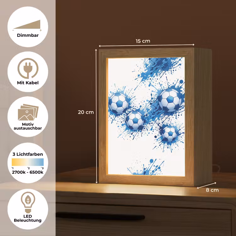 Voetballen - Verf - Sport - Blauw Light Box met kabel (Kinderlampje) klein -USP_websiteoverzichtDE