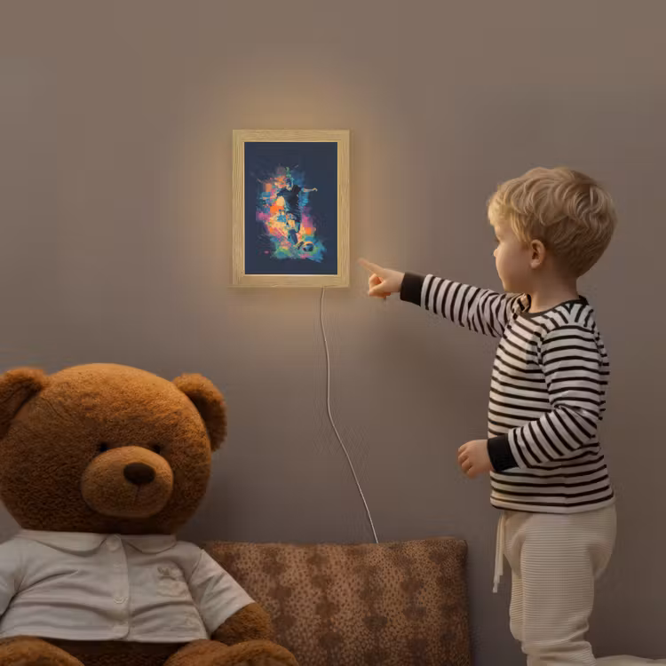 Voetballer - Bal - Kleurexplosie - Abstract Light Box met kabel klein -sfeer4a_kind