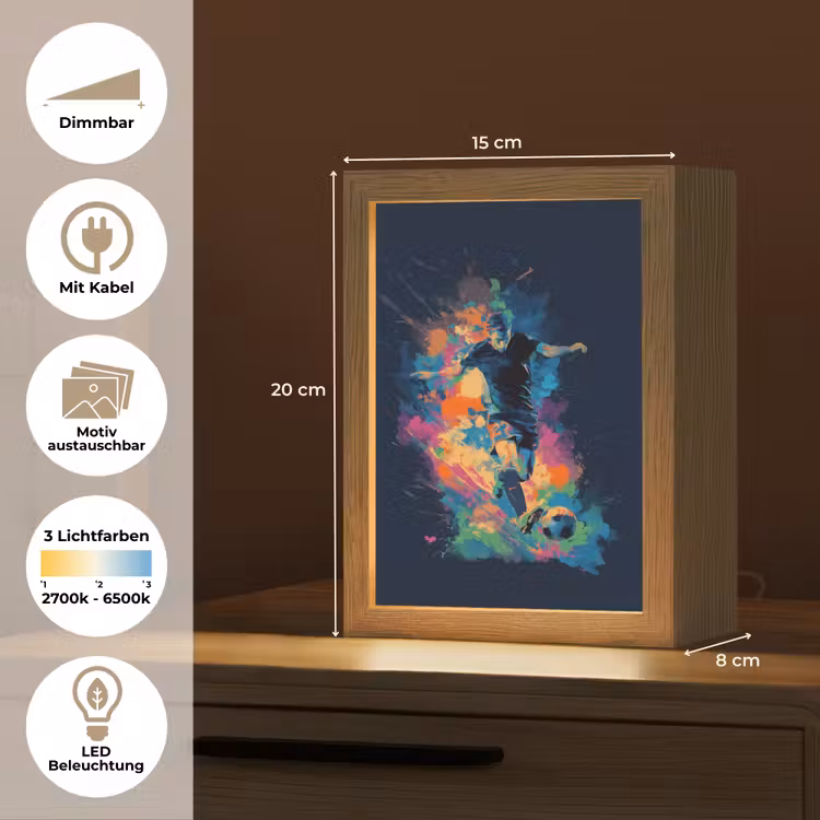 Voetballer - Bal - Kleurexplosie - Abstract Light Box met kabel (Kinderlampje) klein -USP_websiteoverzichtDE