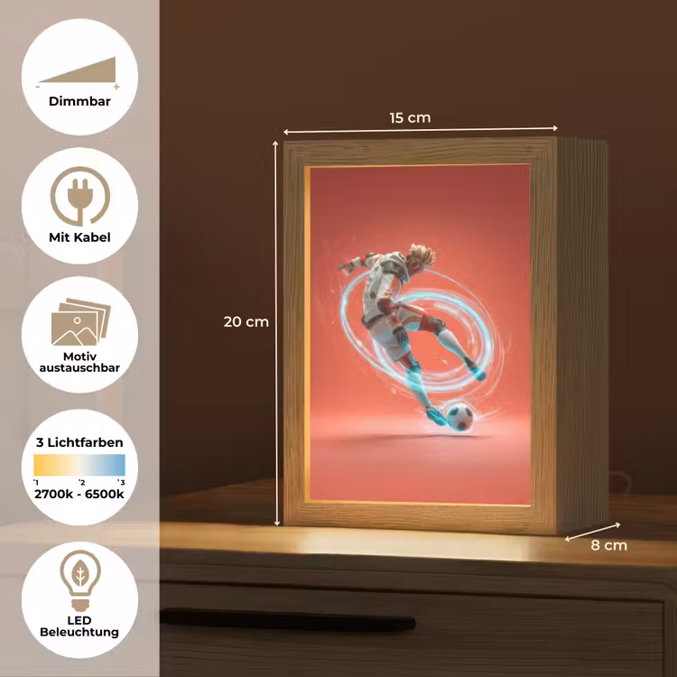 Voetballer - Bal - Lichtcirkel - Rood Light Box met kabel (Kinderlampje) klein -USP_websiteoverzichtDE