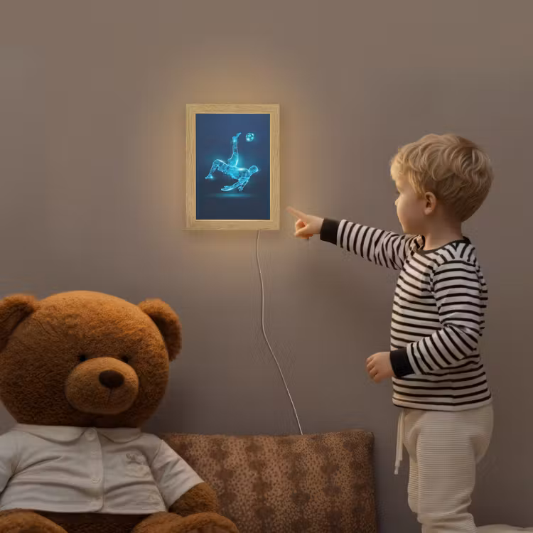 Voetballer - Blauw - Neon Light Box met kabel klein -sfeer4a_kind