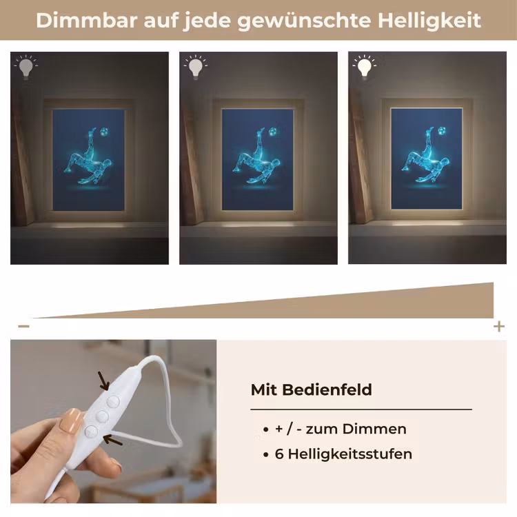 Voetballer - Blauw - Neon Light Box met kabel klein -USP_dimbaarDE