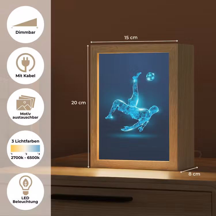 Voetballer - Blauw - Neon Light Box met kabel (Kinderlampje) klein -USP_websiteoverzichtDE