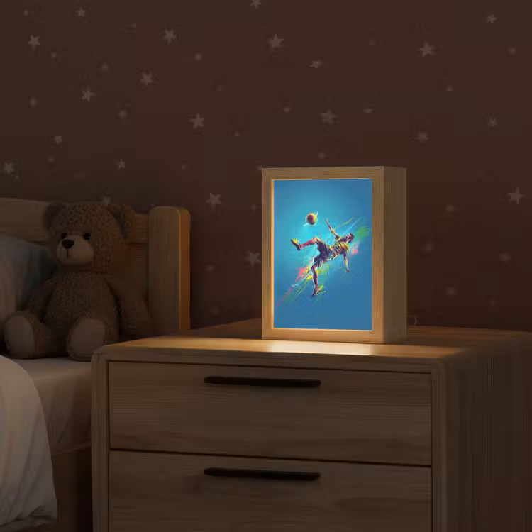 Voetballer - Verfspatten - Kleurrijk - Bal Light Box met kabel klein -sfeer1_kind