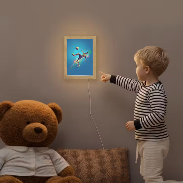 Voetballer - Verfspatten - Kleurrijk - Bal Light Box met kabel klein -sfeer4a_kind