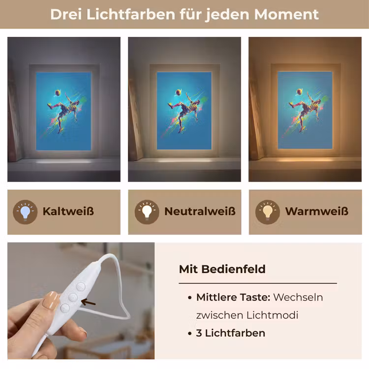 Voetballer - Verfspatten - Kleurrijk - Bal Light Box met kabel klein -USP_lichtkleurDE