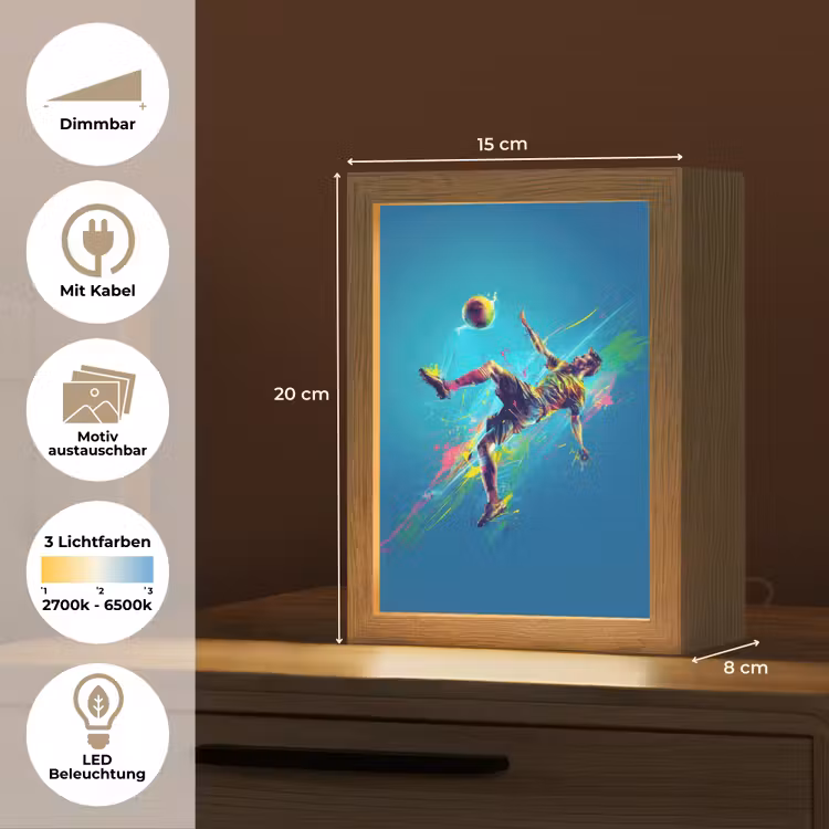 Voetballer - Verfspatten - Kleurrijk - Bal Light Box met kabel (Kinderlampje) klein -USP_websiteoverzichtDE