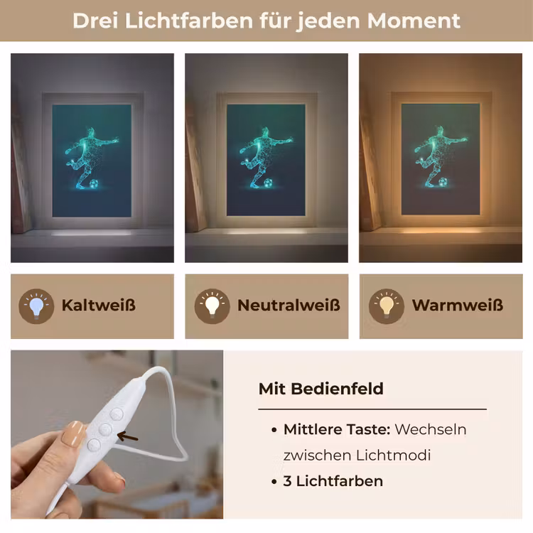 Voetballer - Trap - Blauw - Digitaal Light Box met kabel klein -USP_lichtkleurDE