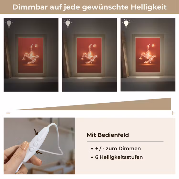 Voetballer - Omhaal - Rood - Neon Light Box met kabel klein -USP_dimbaarDE