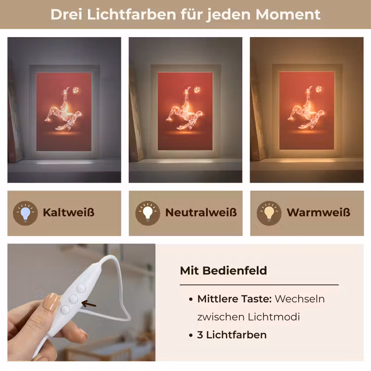 Voetballer - Omhaal - Rood - Neon Light Box met kabel klein -USP_lichtkleurDE