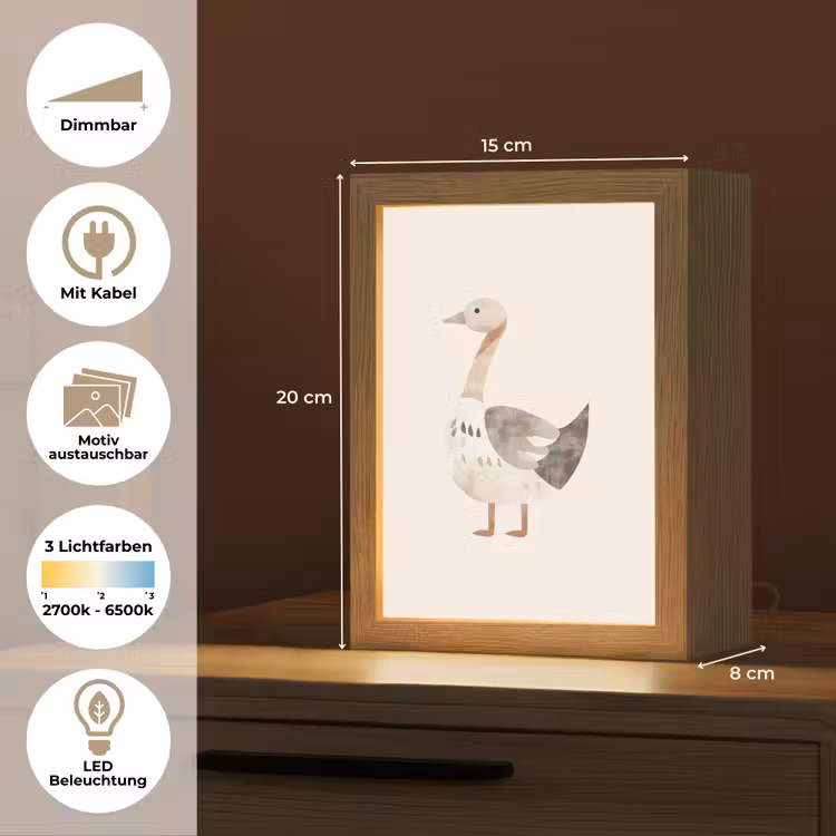 Gans - Dier - Pastel kleuren Light Box met kabel (Kinderlampje) klein -USP_websiteoverzichtDE