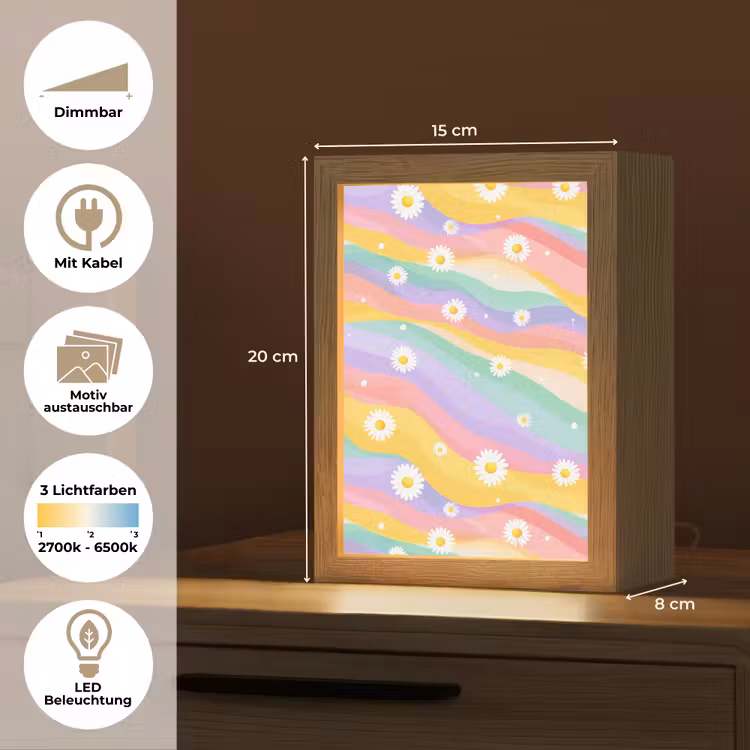 Madeliefjes - Kleurrijk - Pastel Light Box met kabel (Kinderlampje) klein -USP_websiteoverzichtDE