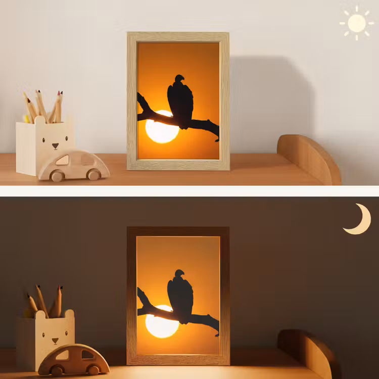 Gier - Tak - Zon - Oranje Light Box met kabel (Kinderlampje) klein -sfeer3_kind