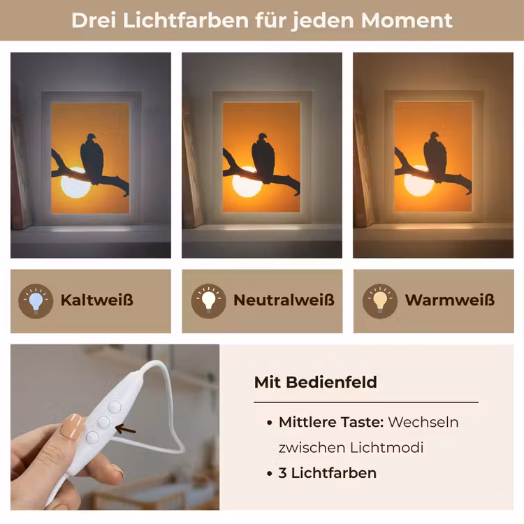 Gier - Tak - Zon - Oranje Light Box met kabel (Kinderlampje) klein -USP_lichtkleurDE