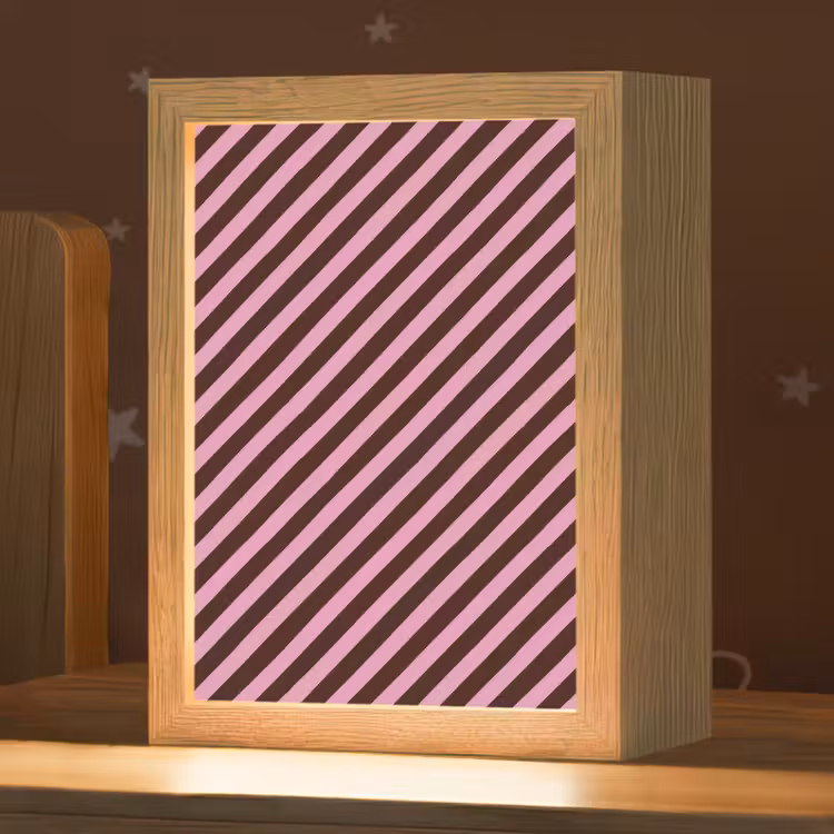 Strepen - Roze - Bruin Light Box met kabel (Kinderlampje) klein 904 -zzz_3d_website