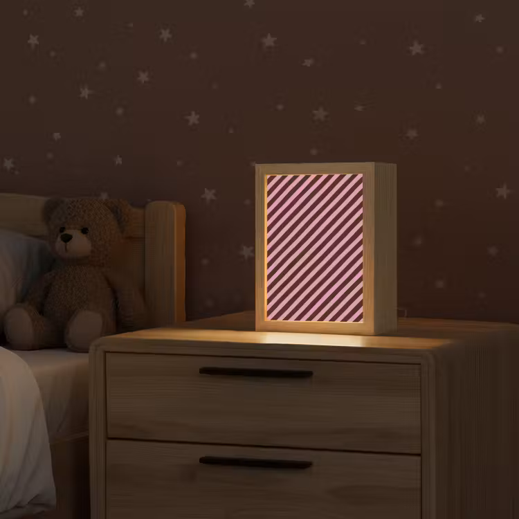 Strepen - Roze - Bruin Light Box met kabel (Kinderlampje) klein 904 -sfeer1_kind