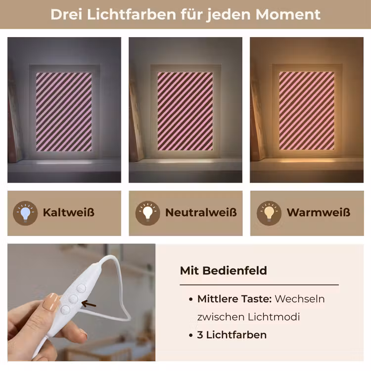Strepen - Roze - Bruin Light Box met kabel (Kinderlampje) klein 904 -USP_lichtkleurDE