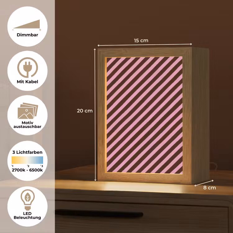 Strepen - Roze - Bruin Light Box met kabel (Kinderlampje) klein 904 -USP_websiteoverzichtDE