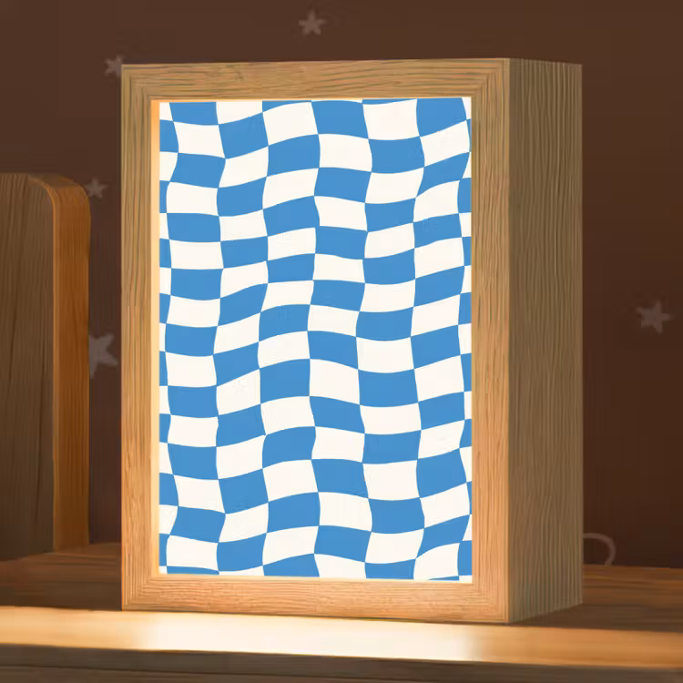 Golvend - Patroon - Blauw Light Box met kabel (Kinderlampje) klein 904 -zzz_3d_website