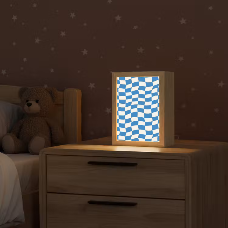 Golvend - Patroon - Blauw Light Box met kabel (Kinderlampje) klein 904 -sfeer1_kind