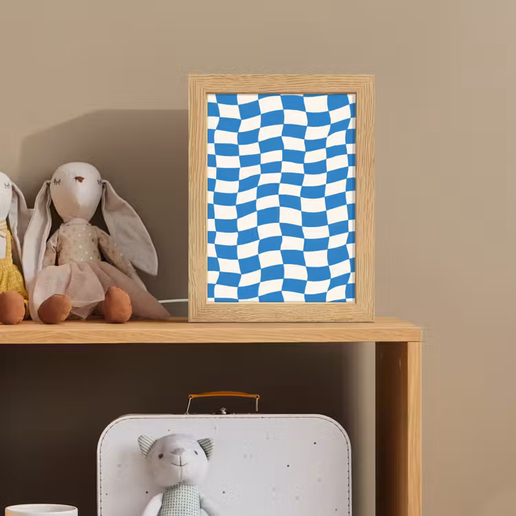 Golvend - Patroon - Blauw Light Box met kabel (Kinderlampje) klein 904 -sfeer2_kind